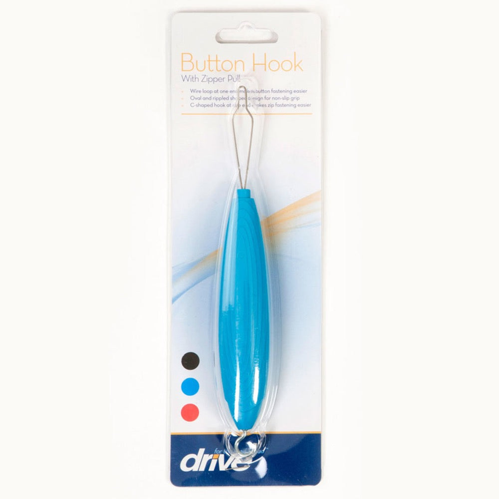 Button Hook With Zip Pull - Blue